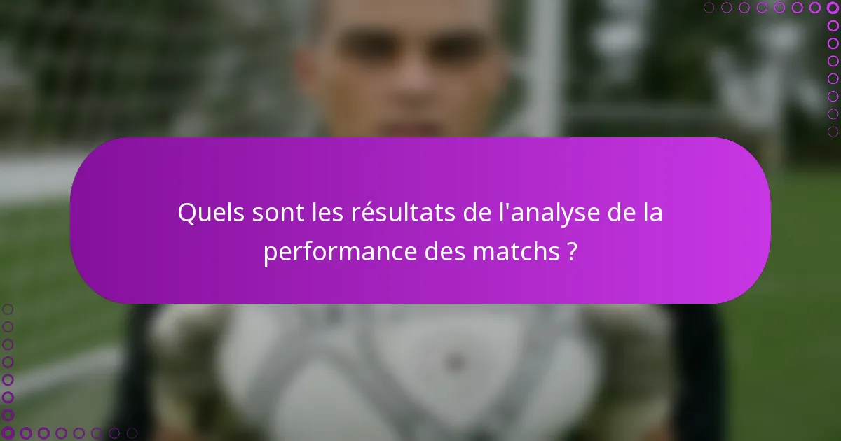 Quels sont les résultats de l'analyse de la performance des matchs ?